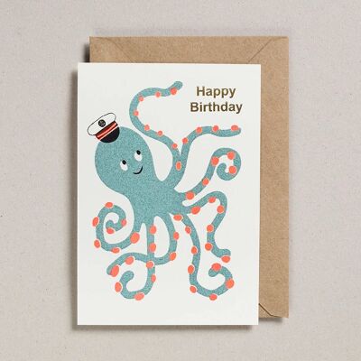 Konfetti-Haustierkarten – Packung mit 6 – Happy Birthday Octopus