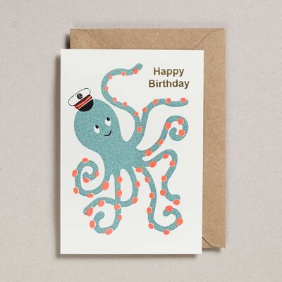 Tarjetas Confetti Pets - Pack de 6 - Happy Birthday Octopus