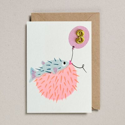 Confetti Pets Cards - Pack of 6 - Pufferfish - Age 3