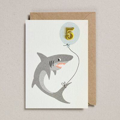 Cartes Confetti Pets - Paquet de 6 - Requin - 5 ans