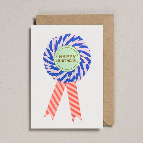 Riso Rosette Cards - Pack of 6 - Happy Birthday 1 (GC-RRO-0015)
