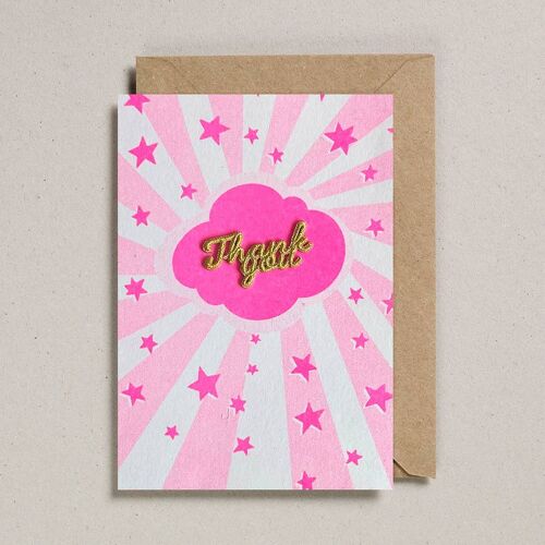 Word Card (Pack of 6) Pink Sunshine Thank You