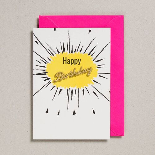 Word Card - Pack of 6 - Happy Birthday Yellow
