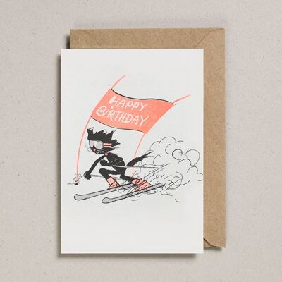 Rascals Cards (Pack of 6) - Skiing Cat