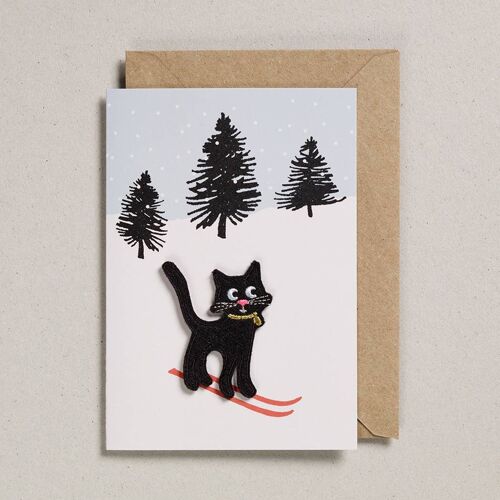 Felt Christmas - Pack of 6  - Cat on Skis