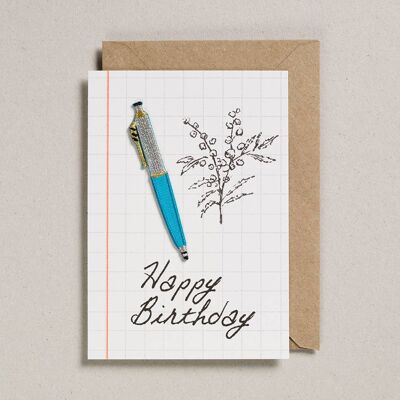 Write On With Cards - Paquete de 6 - Bolígrafo verde azulado - Cumpleaños
