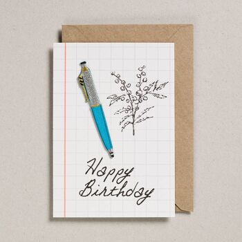 Write On With Cards - Paquet de 6 - Stylo bleu sarcelle - Anniversaire