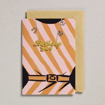 Gold Word Card - Pack de 6 - Birthday Girl Orange Stripe
