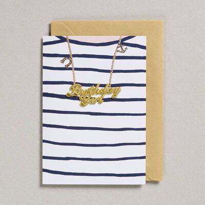 Gold Word Card - Pack of 6 - Birthday Girl Blue T-Shirt