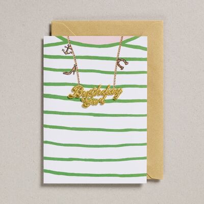 Gold Word Card - Pack de 6 - Camiseta verde cumpleañera niña