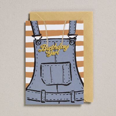Gold Word Card - Pack of 6 - Birthday Girl Dungarees