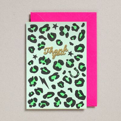 Animal Print Card - Pack of 6 - Green Thank You