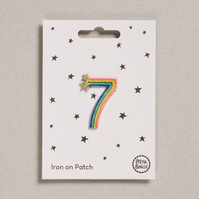 Iron on Patch - Pack of 6 - Rainbow Number - Seven