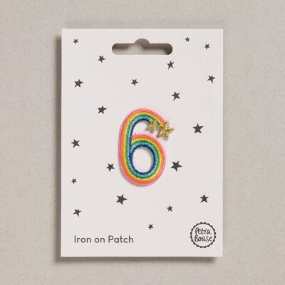 Iron on Patch - Pack of 6 - Rainbow Number - Six