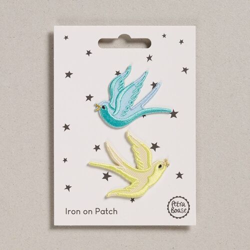 Iron on Patch - Pack of 6 - Blue & Yellow Swallows