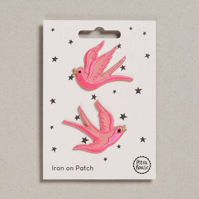 Iron on Patch - Pack of 6 - Pink Swallows