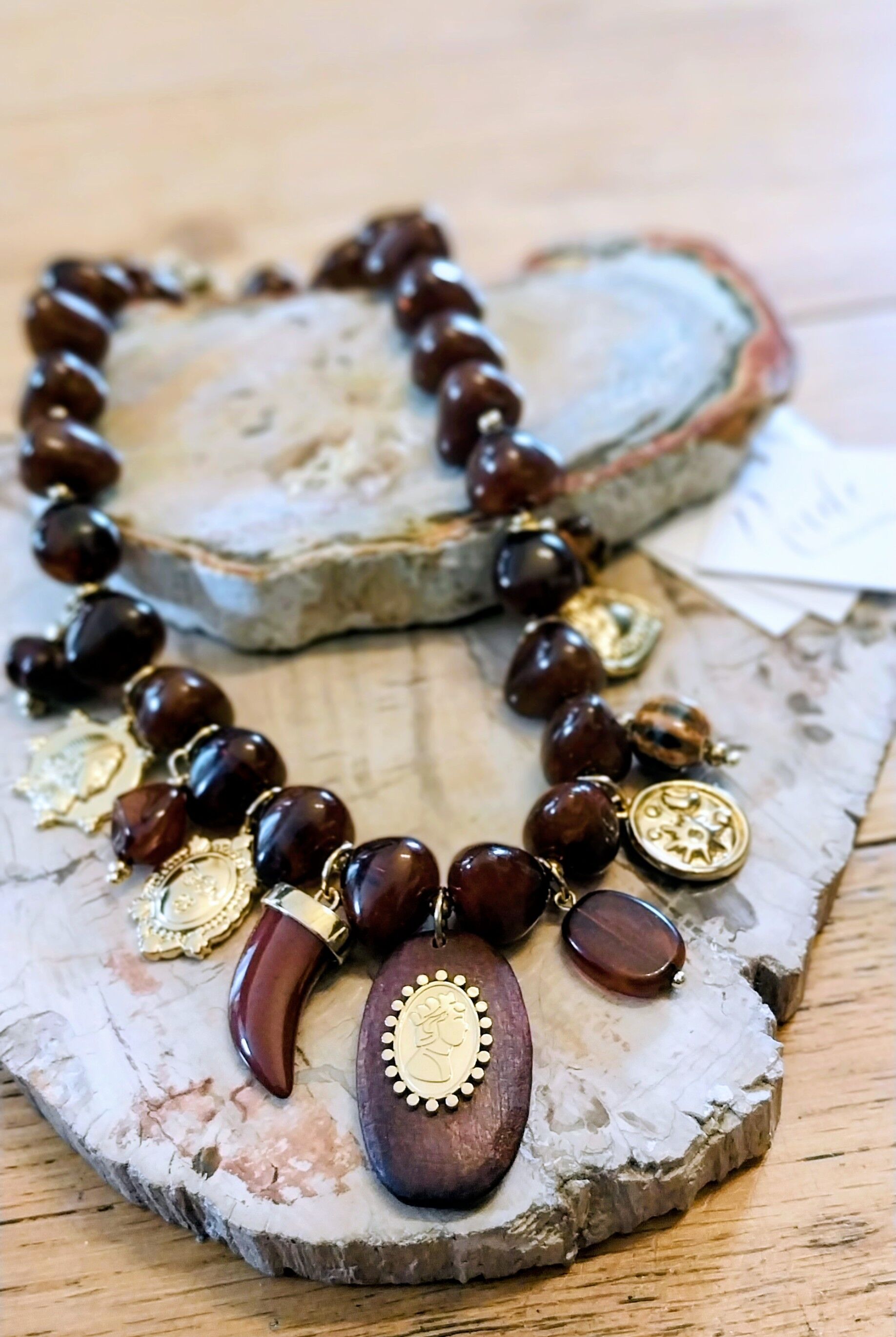 Ebony wood necklace from the "MASSAI" collection