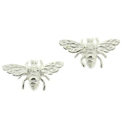 Orecchini a bottone con ape da miele in argento sterling e scatola di presentazione