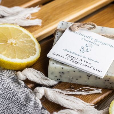 Poppy A-peel, lemon and poppyseed hand made soap bar 100g