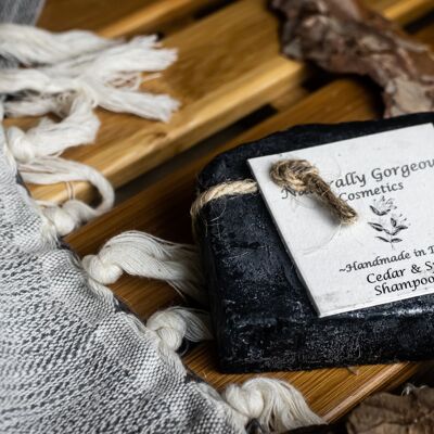 Cedar and spice with activated charcoal solid shampoo bar 100g