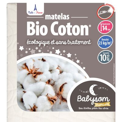 Babysom Premium - Colchón para bebé de algodón orgánico - 60x120