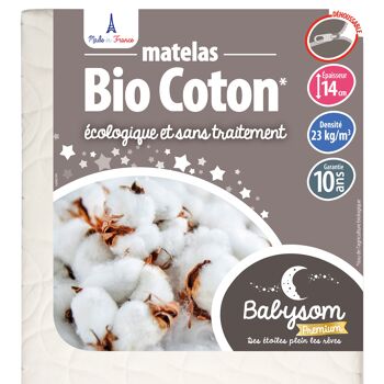 Babysom Premium - Matelas Bébé Bio Coton - 60x120 1
