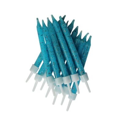 Bougies scintillantes bleues avec supports