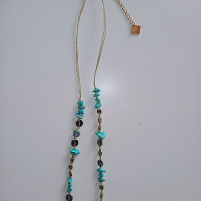 Steel necklace and natural turquoises