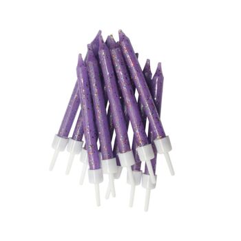 Bougies scintillantes violettes avec supports