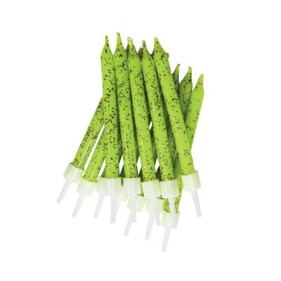 Bougies scintillantes vert citron avec supports