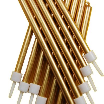 Tall Candles Metallic Gold with Holders