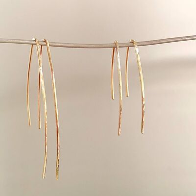Gold hook threader earrings Small