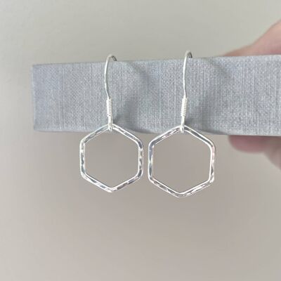 Sterling silver hexagon earrings