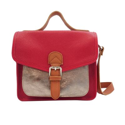 Satchel bag with shiny pocket Daniel Red