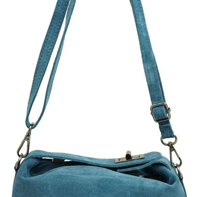 Borsa Micha in crosta di pelle Blu