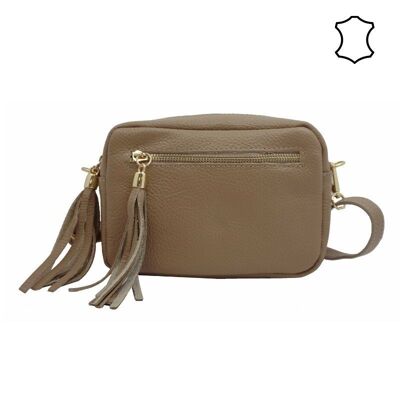 Bolso trotter Hagda de piel de becerro Taupe