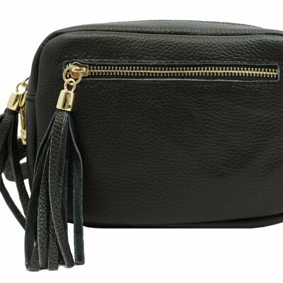 Hagda calfskin leather trotter bag Black