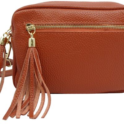 Bolso trotter Hagda de piel de vacuno color terracota