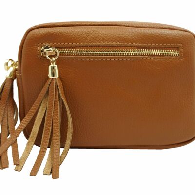 Bolso trotter Hagda Camel de piel de becerro