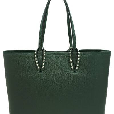 Georgette Calfskin Leather Tote Bag Green