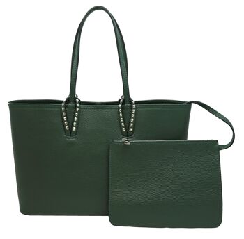 Sac cabas en cuir de vachette Georgette Vert 2