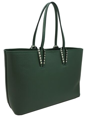 Sac cabas en cuir de vachette Georgette Vert 3