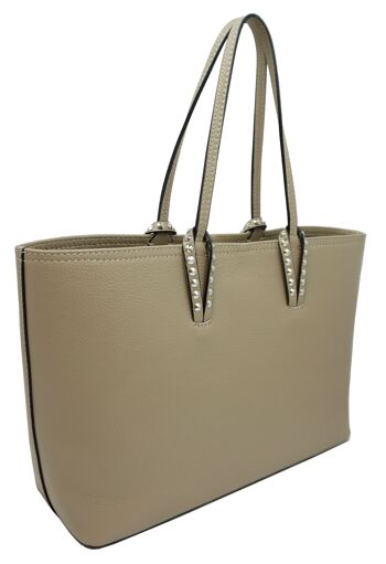 Sac cabas en cuir de vachette Georgette Taupe 2