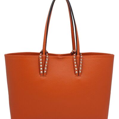 Bolso shopper de piel de becerro Georgette naranja