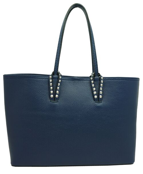 Sac cabas en cuir de vachette Georgette Bleu