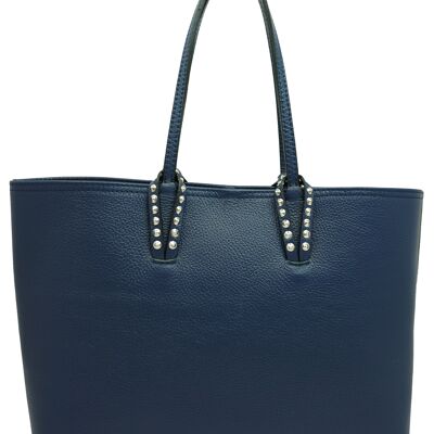 Bolso shopper Georgette de piel de becerro Azul