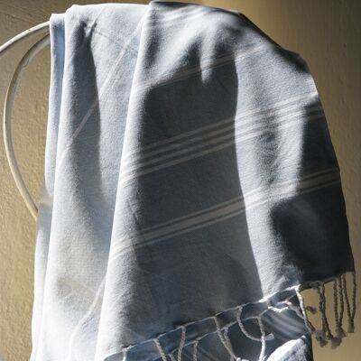 FOUTA IN COTONE ORGANICO - Collezione HAMMAM - Colore BIANCO E NUVOLA