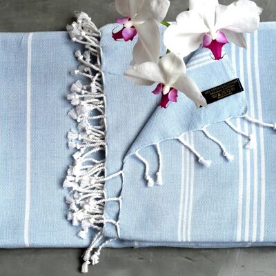FOUTAS EN COTON BIOLOGIQUE - Collection HAMMAM- Couleur BLANC & NUAGE
