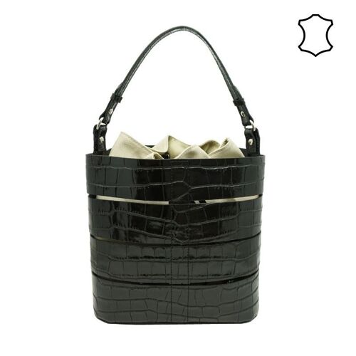 Sac seau Claudie croco Noir