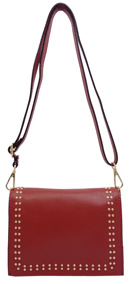 Petit sac bandoulière clouté Kalie Rouge